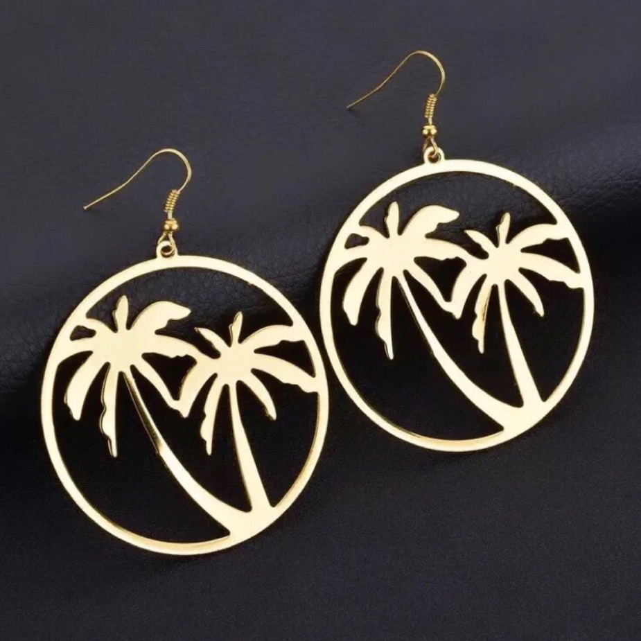 Large Statement Palm Tree Hoops